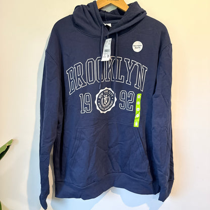 Allgood Men's Brooklyn 1992 Graphic Hoodie Navy Blue Size XXL