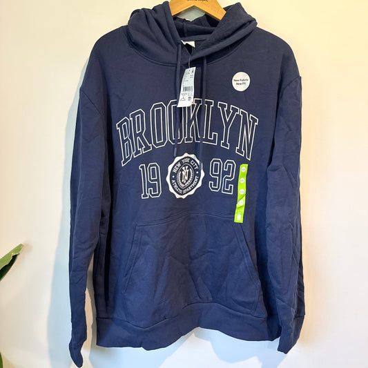 Allgood Men's Brooklyn 1992 Graphic Hoodie Navy Blue Size XXL