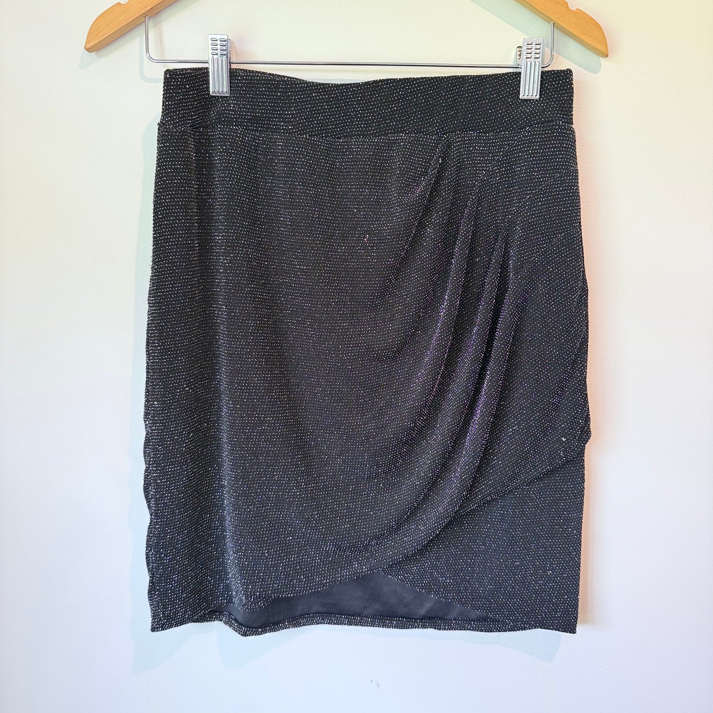 BREAL Black Silver Glitter Wrap Mini Skirt - 72cm Waist