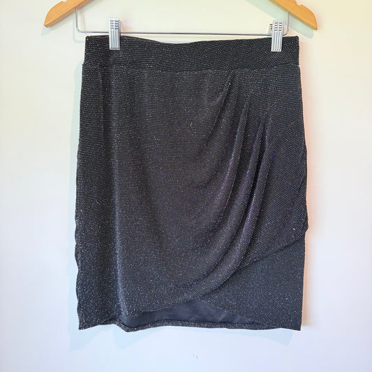 BREAL Black Silver Glitter Wrap Mini Skirt - 72cm Waist