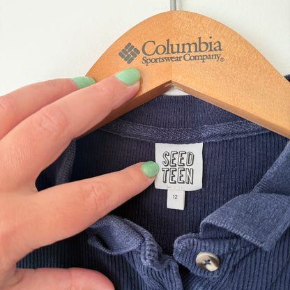 Seed Teen Size 12 Ribbed Knit Polo Shirt