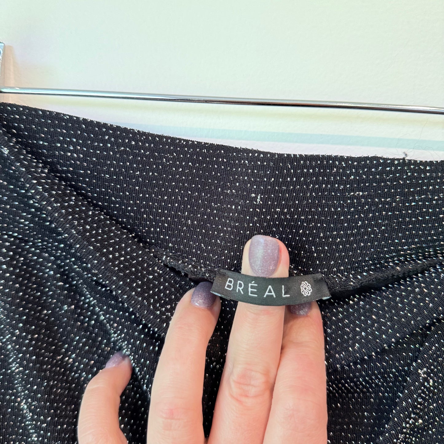 BREAL Black Silver Glitter Wrap Mini Skirt - 72cm Waist