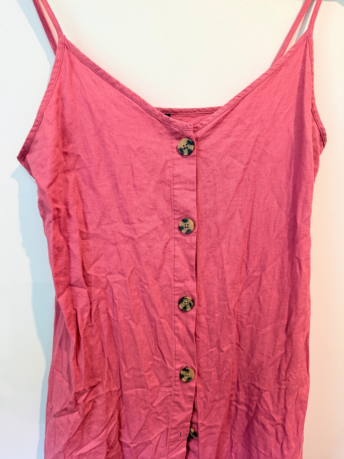 H & H Size 10 Button-Front Linen-Blend Dress