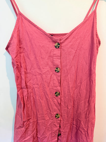 H & H Size 10 Button-Front Linen-Blend Dress