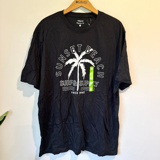 Allgood Men's Sunset Beach Graphic T-Shirt Black Size XXL