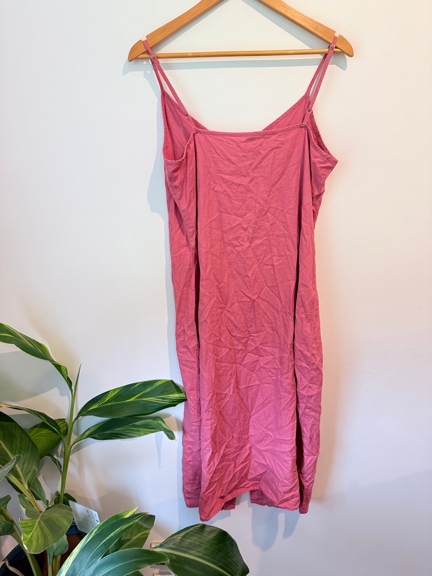H & H Size 10 Button-Front Linen-Blend Dress
