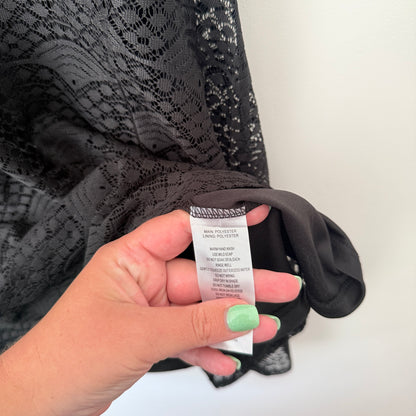 Garage Size 12 Black Sleeveless Lace Fit-and-Flare Mini Dress