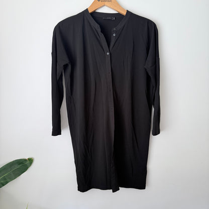 COS Size XS Black Long-Sleeve Oversize Viscose Blend Shirt