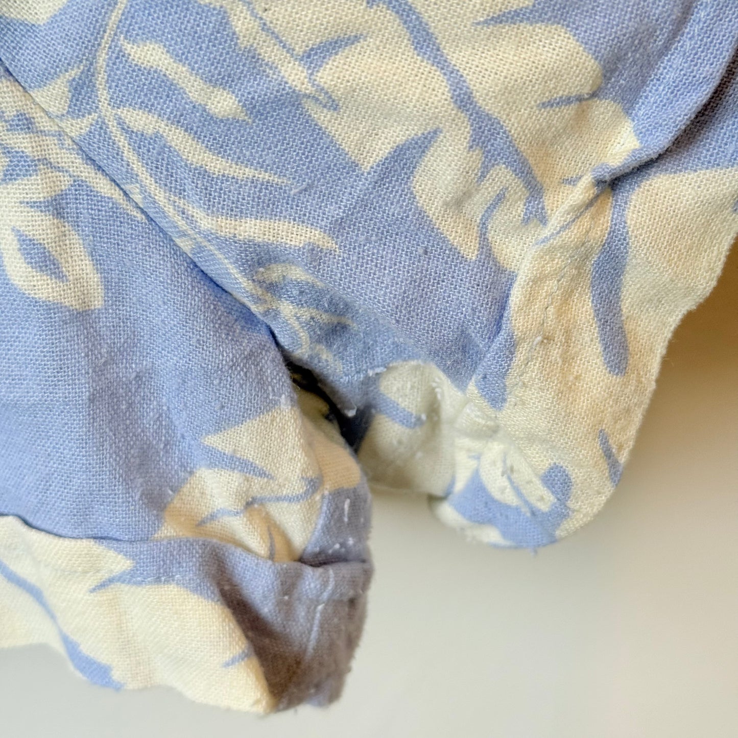 Real Woman Size XL Light Blue & White Floral Linen Blend Print Romper