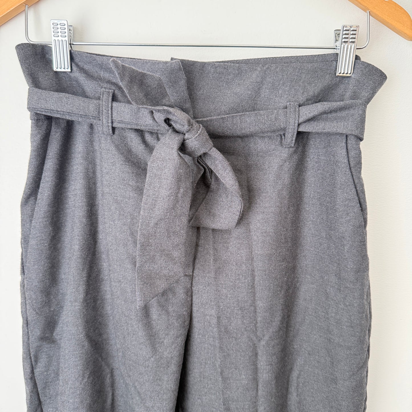 Liam (NZ Made) Size 10 Grey Belted Wool Trousers