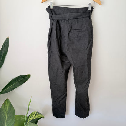 Liam (NZ Made) Size 10 Grey Belted Wool Trousers