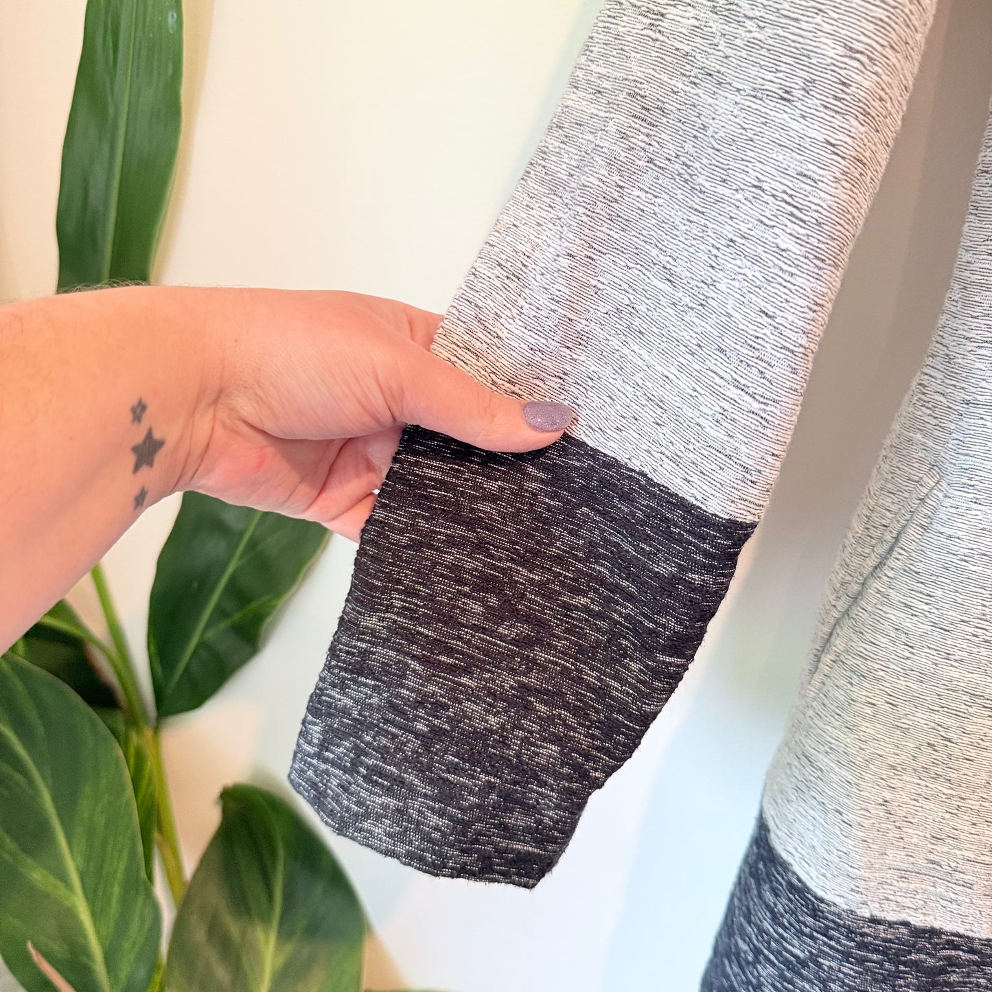 Ayuko Size M Grey & Black Color Block Double-Breasted Coat