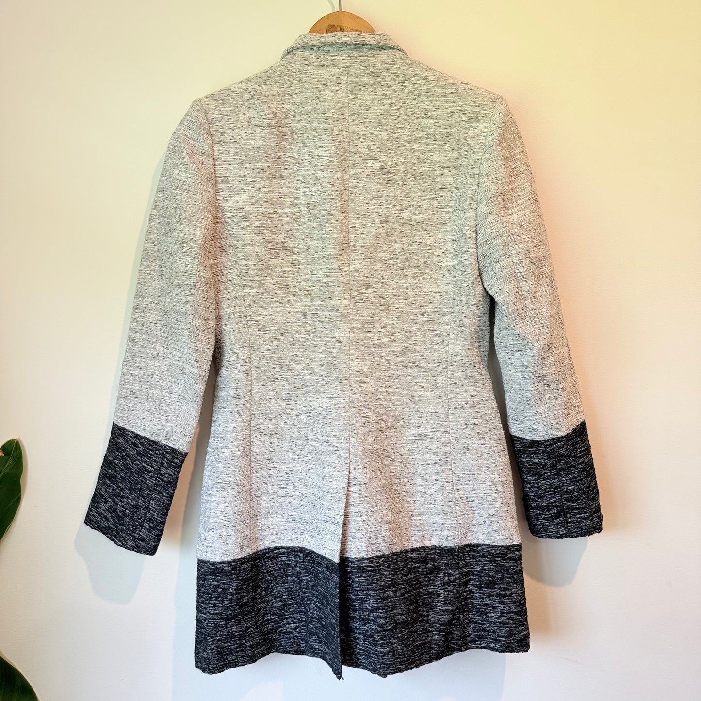 Ayuko Size M Grey & Black Color Block Double-Breasted Coat