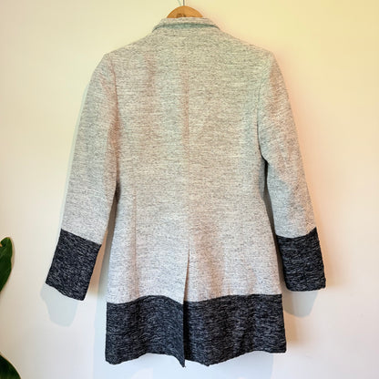 Ayuko Size M Grey & Black Color Block Double-Breasted Coat