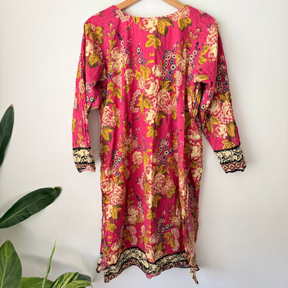 Brand Unknown Floral Printed Cotton Kurti | U/Arm to U/Arm 56cm