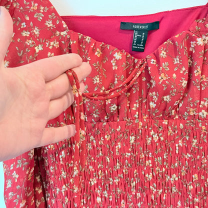 Forever 21 Size M Floral Off-Shoulder Smocked Mini Dress