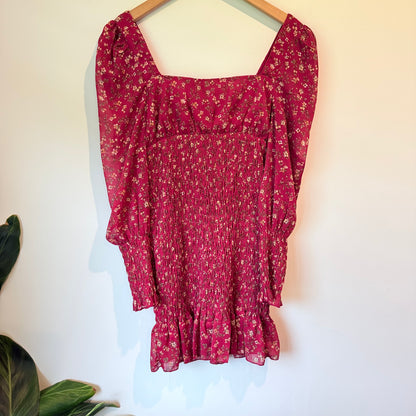 Forever 21 Size M Floral Off-Shoulder Smocked Mini Dress