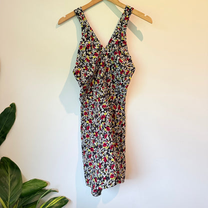 Karen Walker Size 10 Floral Deep V-Neck Mini Dress