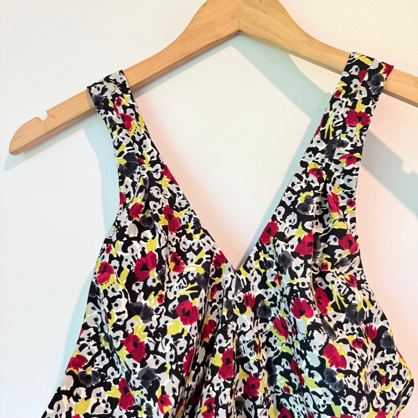 Karen Walker Size 10 Floral Deep V-Neck Mini Dress