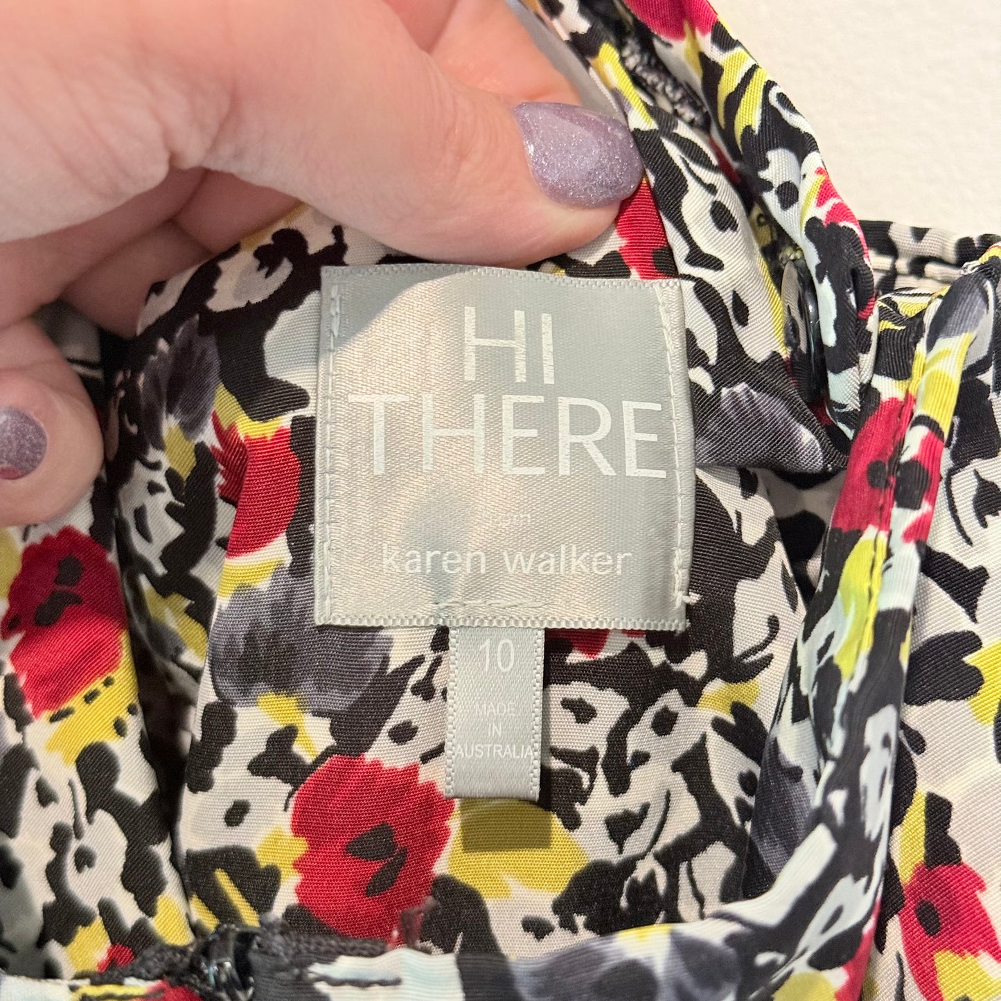 Karen Walker Size 10 Floral Deep V-Neck Mini Dress