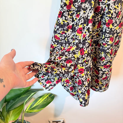 Karen Walker Size 10 Floral Deep V-Neck Mini Dress