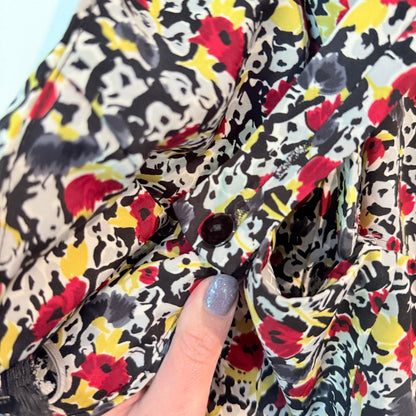 Karen Walker Size 10 Floral Deep V-Neck Mini Dress