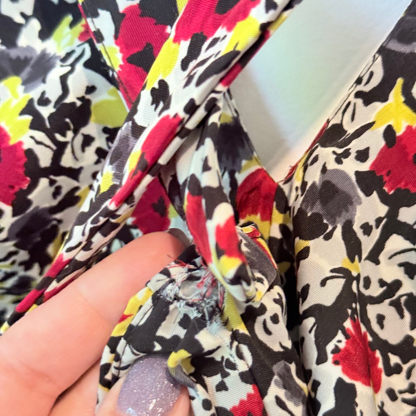 Karen Walker Size 10 Floral Deep V-Neck Mini Dress