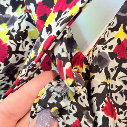 Karen Walker Size 10 Floral Deep V-Neck Mini Dress