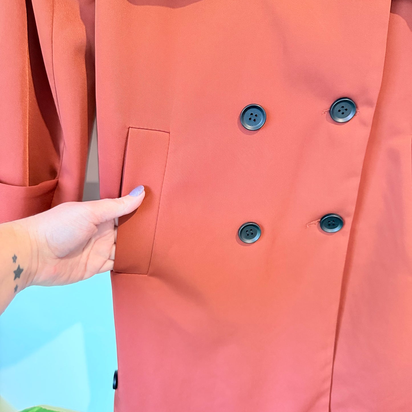 TJZW Size M Red Trench Coat