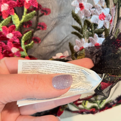 F&F Size 2 Black Sheer Floral Embroidered Blouse