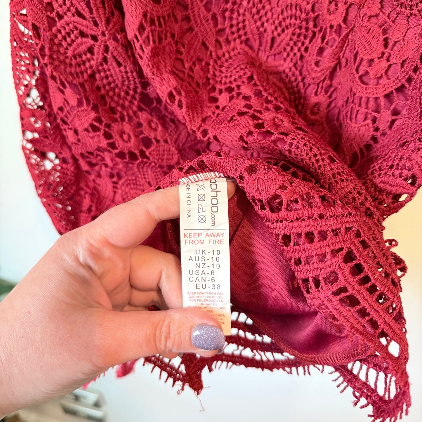 Boohoo Size 6 Pink Lace Dress