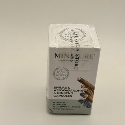 MiNature Shilajit, Ashwagandha & Ginseng Capsules – 60 Capsules
