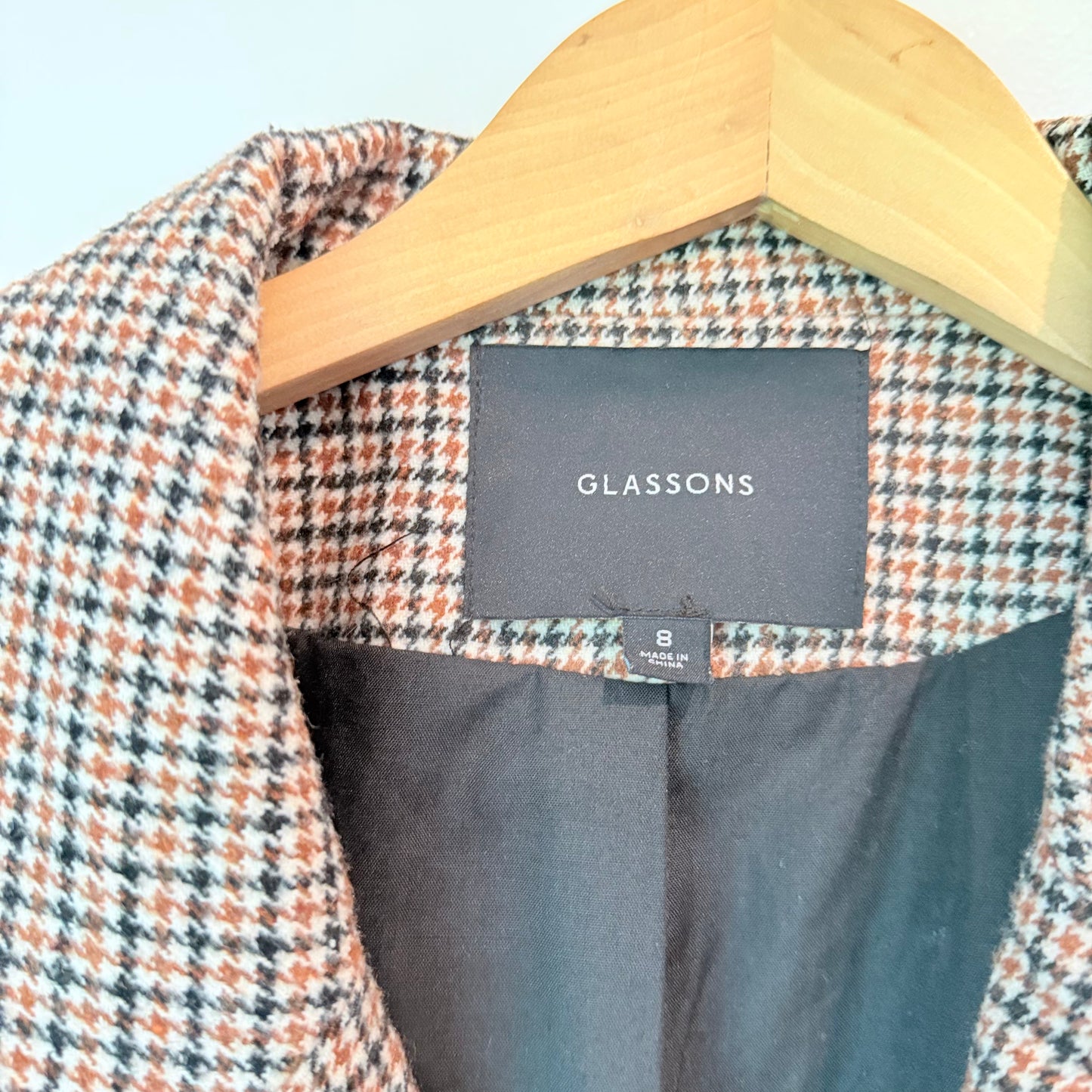 Glassons Size 8 Cropped Double-Breasted Plaid Blazer