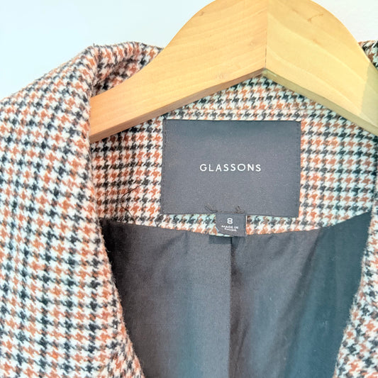Glassons Size 8 Cropped Double-Breasted Plaid Blazer