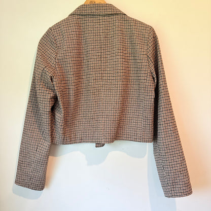 Glassons Size 8 Cropped Double-Breasted Plaid Blazer
