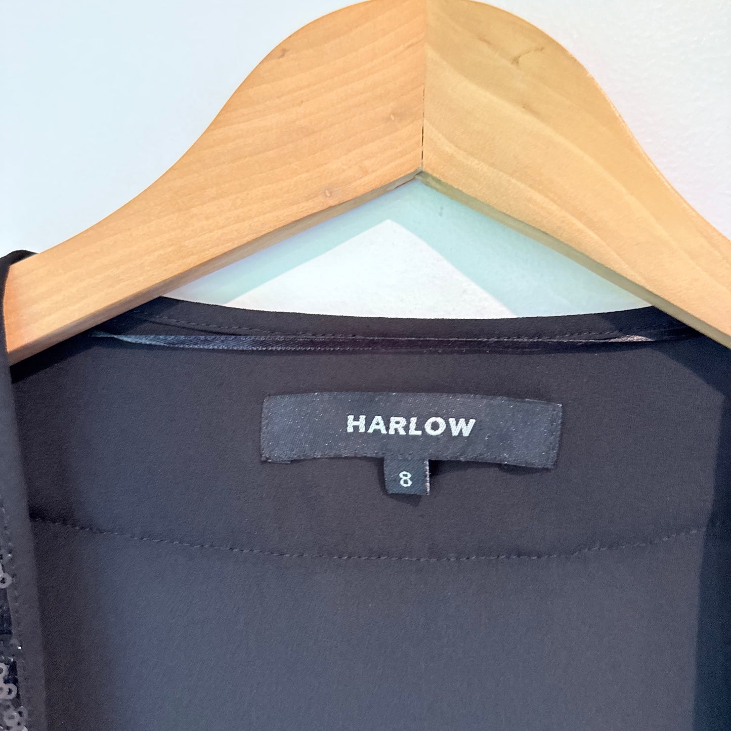 Harlow Size 8 Black Open-Front Cardigan with Sequin Trim