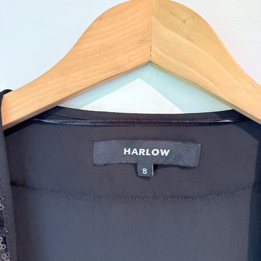 Harlow Size 8 Black Open-Front Cardigan with Sequin Trim