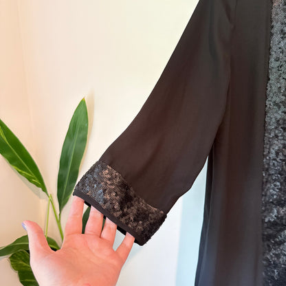 Harlow Size 8 Black Open-Front Cardigan with Sequin Trim
