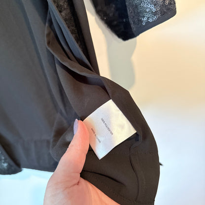 Harlow Size 8 Black Open-Front Cardigan with Sequin Trim