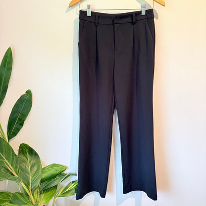 La Chapelle Size 38 Black High-Waisted Pleated Trousers