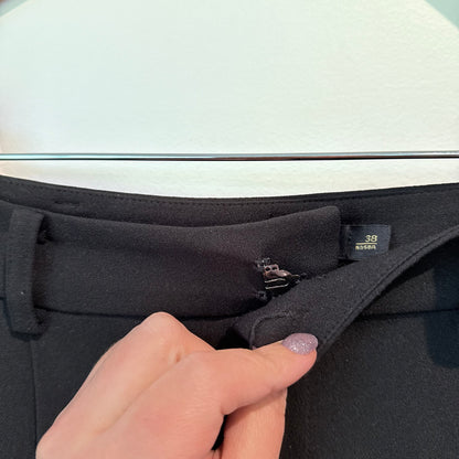 La Chapelle Size 38 Black High-Waisted Pleated Trousers