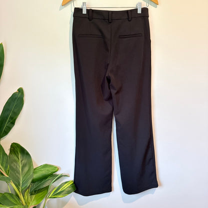 La Chapelle Size 38 Black High-Waisted Pleated Trousers