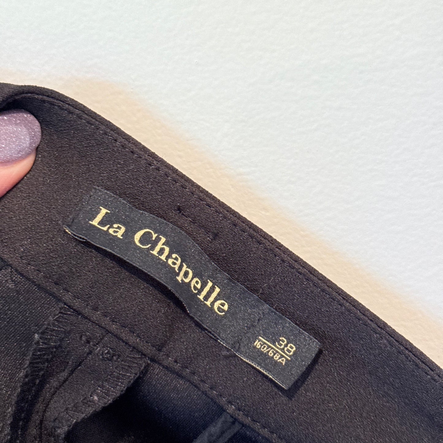La Chapelle Size 38 Black High-Waisted Pleated Trousers
