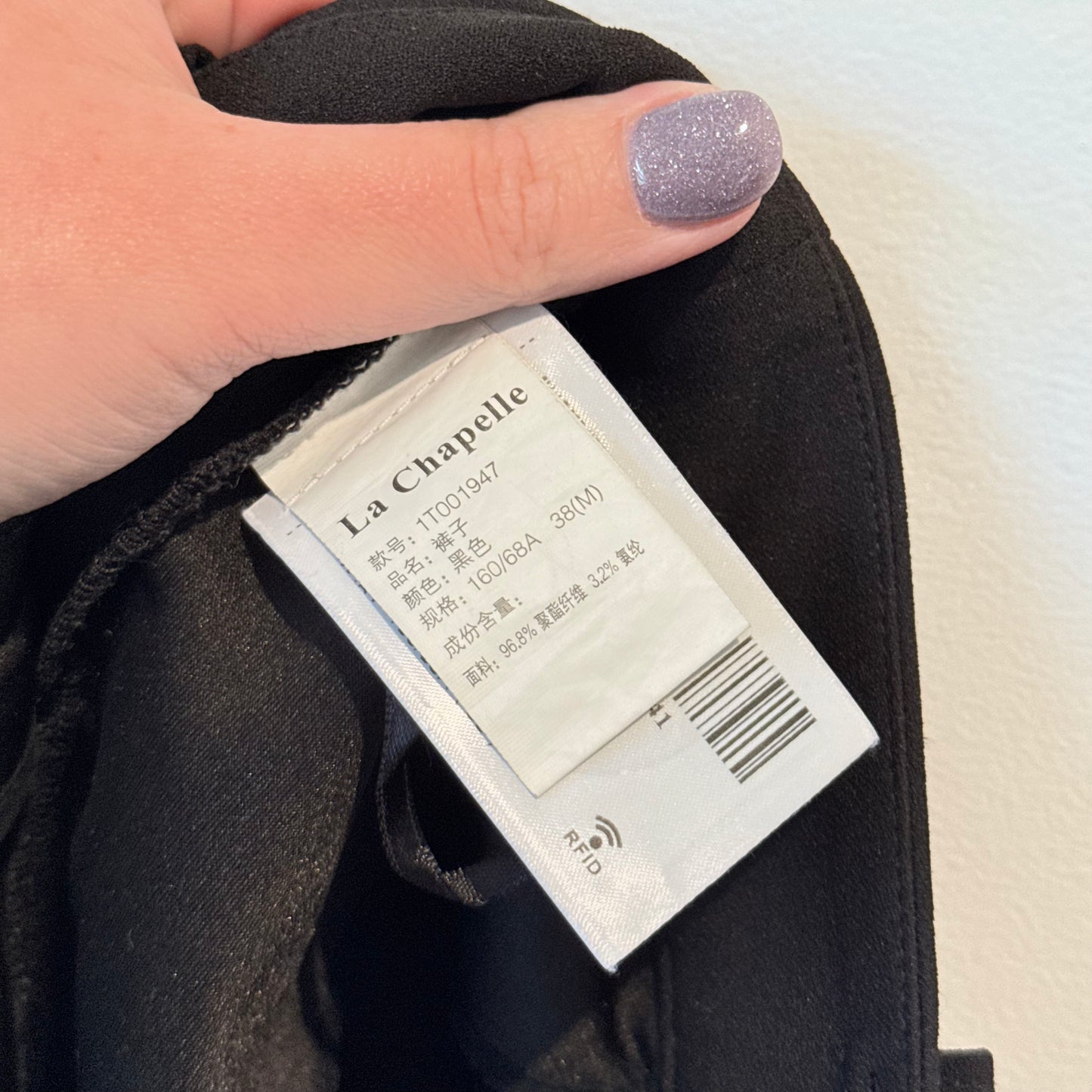 La Chapelle Size 38 Black High-Waisted Pleated Trousers