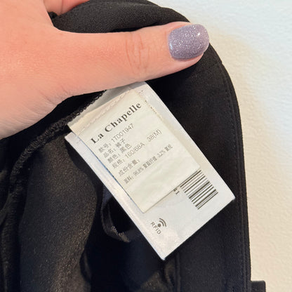 La Chapelle Size 38 Black High-Waisted Pleated Trousers