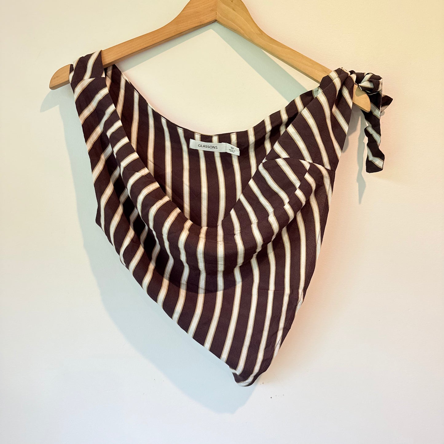 Glassons Striped Handkerchief Top Brown Size 10
