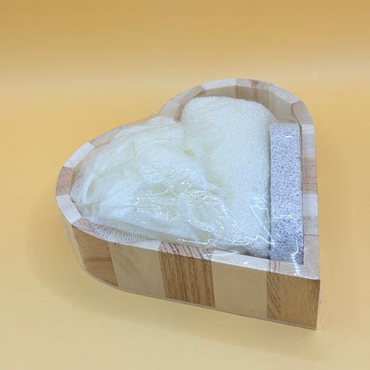 Heart-Shaped Wooden Bath Gift Set