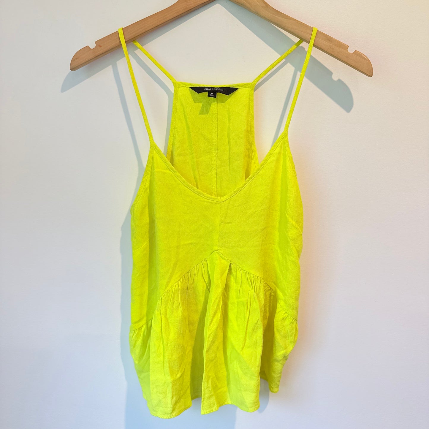 Glassons Neon Yellow Cami Top Racerback Size 8