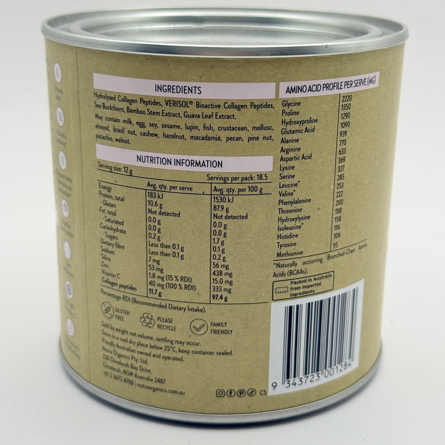 Nutra Organics Collagen Beauty Unflavoured Powder – 225g