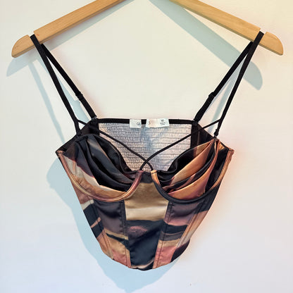 Glassons Bustier Crop Top Abstract Print Size 10